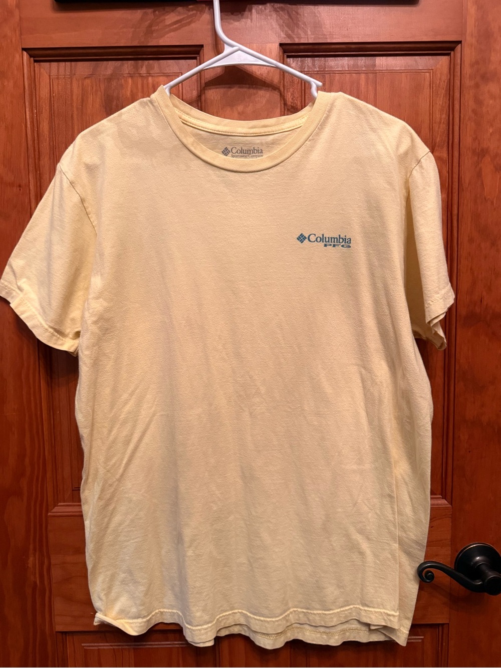 Columbia Pale Yellow Short Sleeve Crew Tee with Small Logo